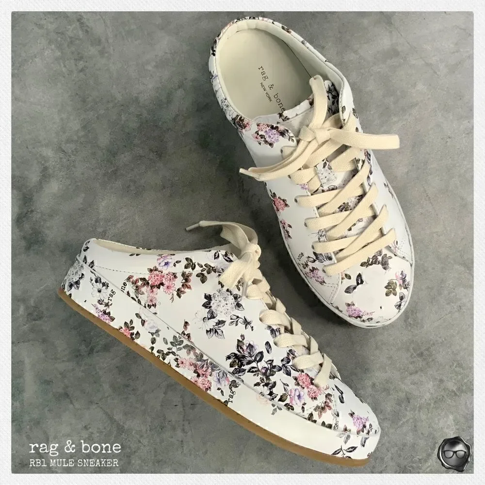 RAG & BONE RB1 MULE SLIP ON PATFORM SNEAKER IN GARDEN FLORAL WOMEN’S SIZE 7.5